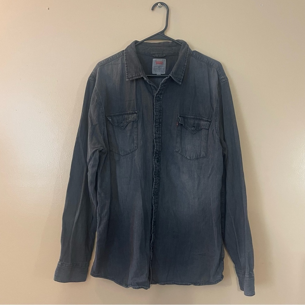 Levi’s Men's Black Denim Button-Up Shirt size XL